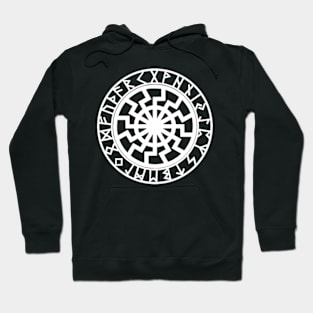 Schwarze Sonne Black Sun Blacksun Runes Futhark Odin Wheel Hoodie